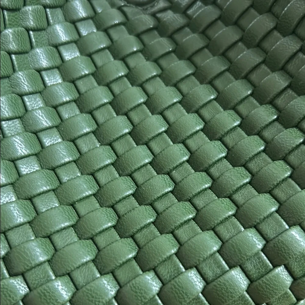 Forest Green Woven Leather Hobo Bag - Picture 2 of 3